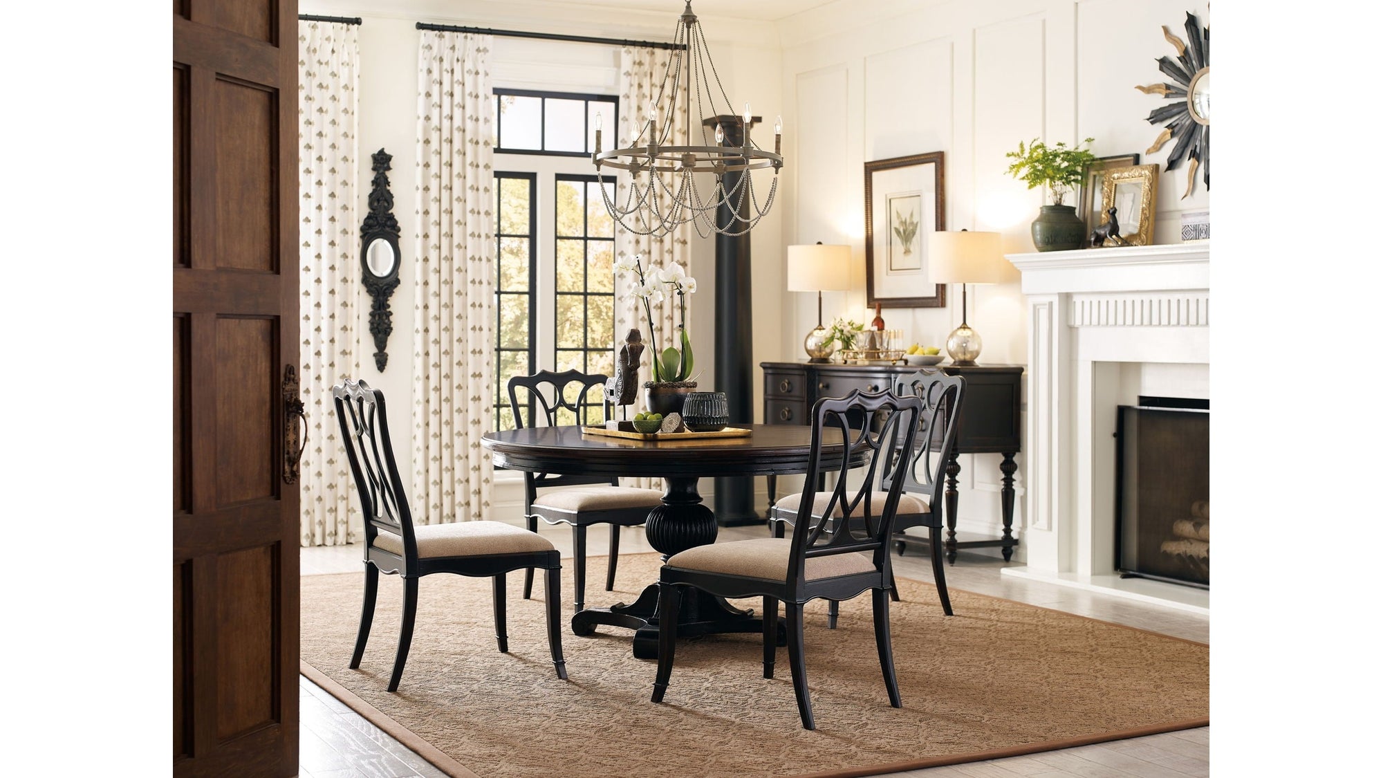 Charleston - Round Pedestal Dining Table With 1-20" leaf - Dark Brown