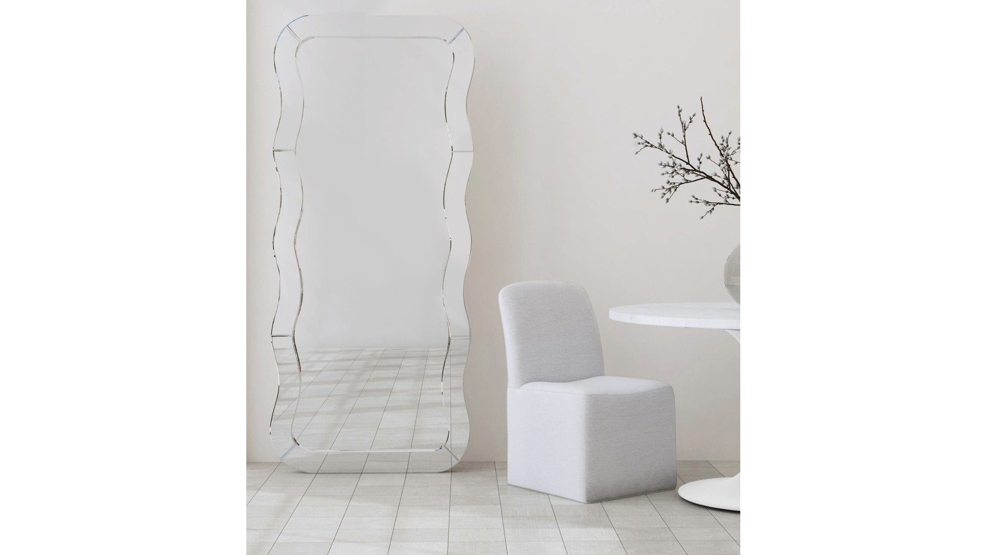Wave - Floor Mirror - White