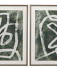 Chalk Line Framed Print Set of 2 - Green / White