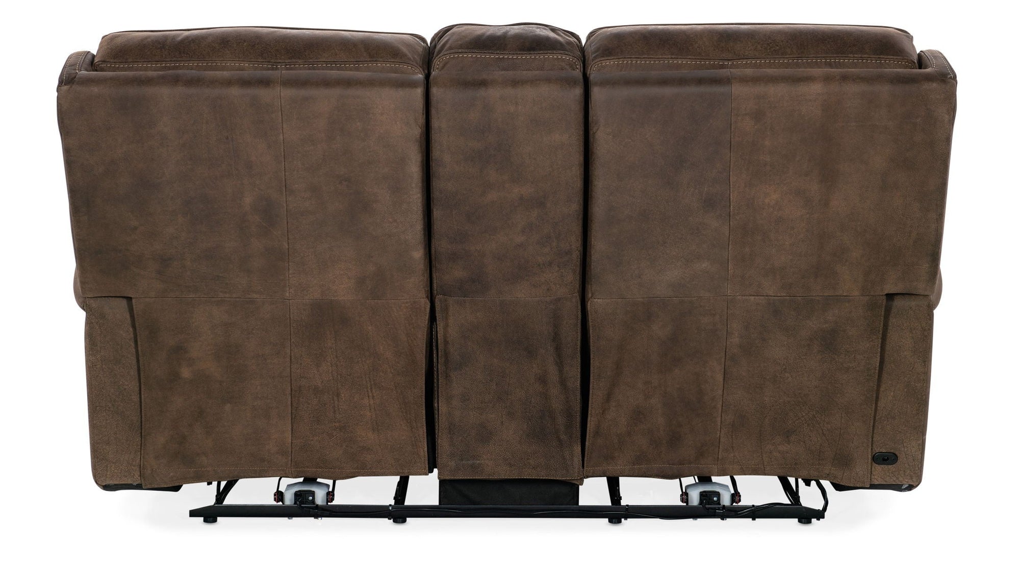 MS - Wheeler Power Console Loveseat With Power Headrest - Dark Brown