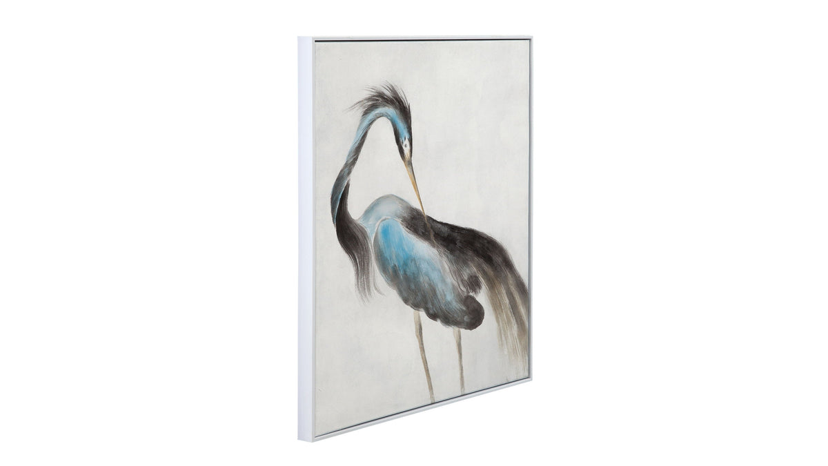 Louisiana Heron Canvas Art - Blue / Pearl Silver