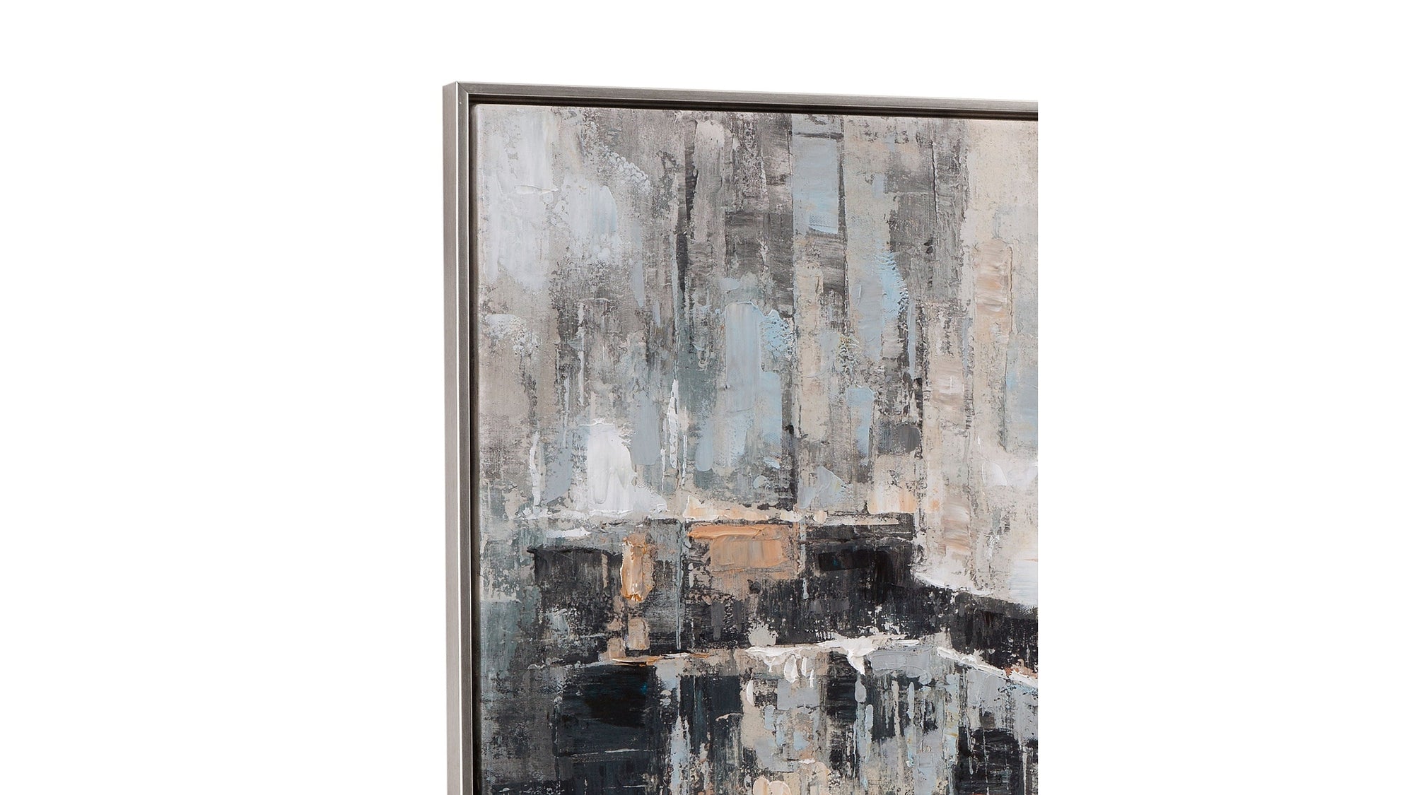 City Scape Framed Canvas - Dark Gray / Gray