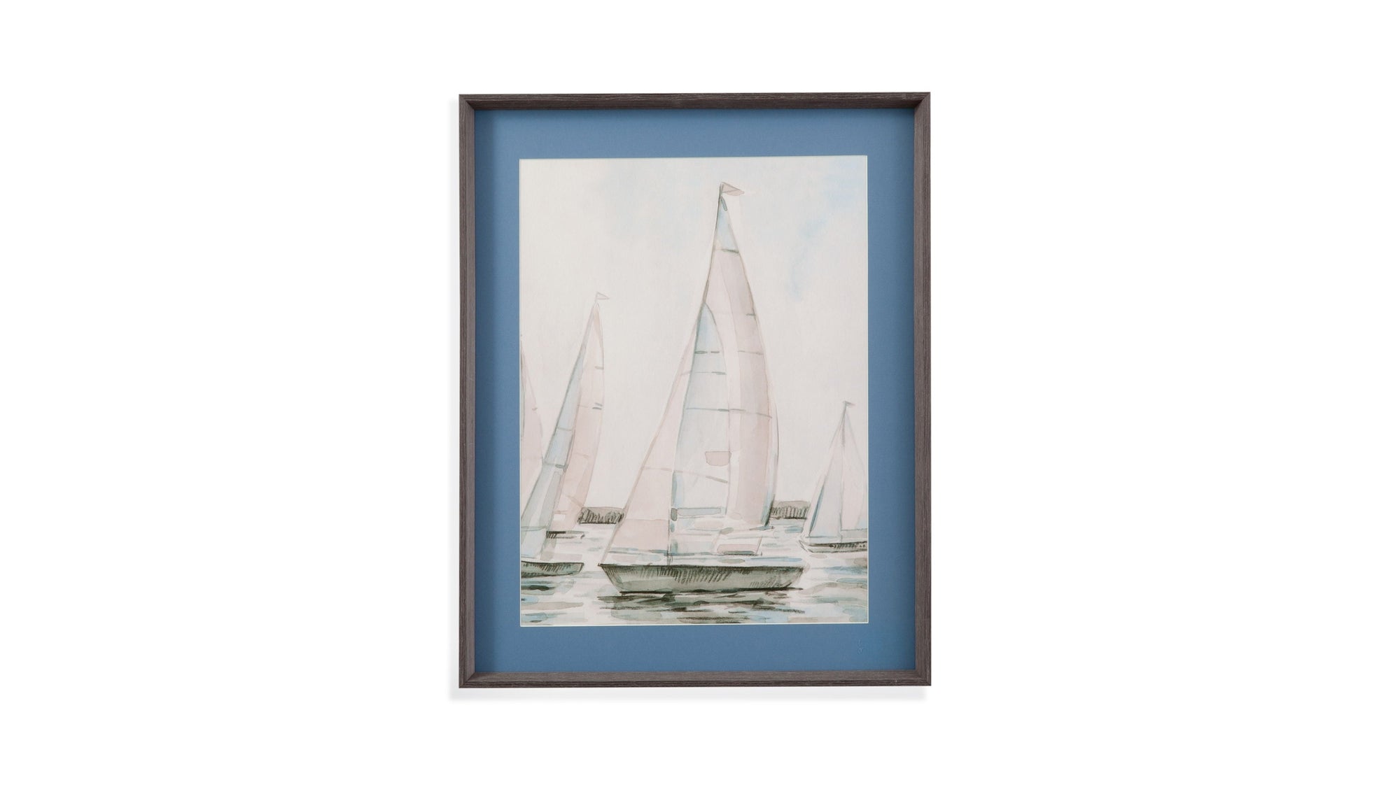 Sail Scribble I Framed Print - Blue