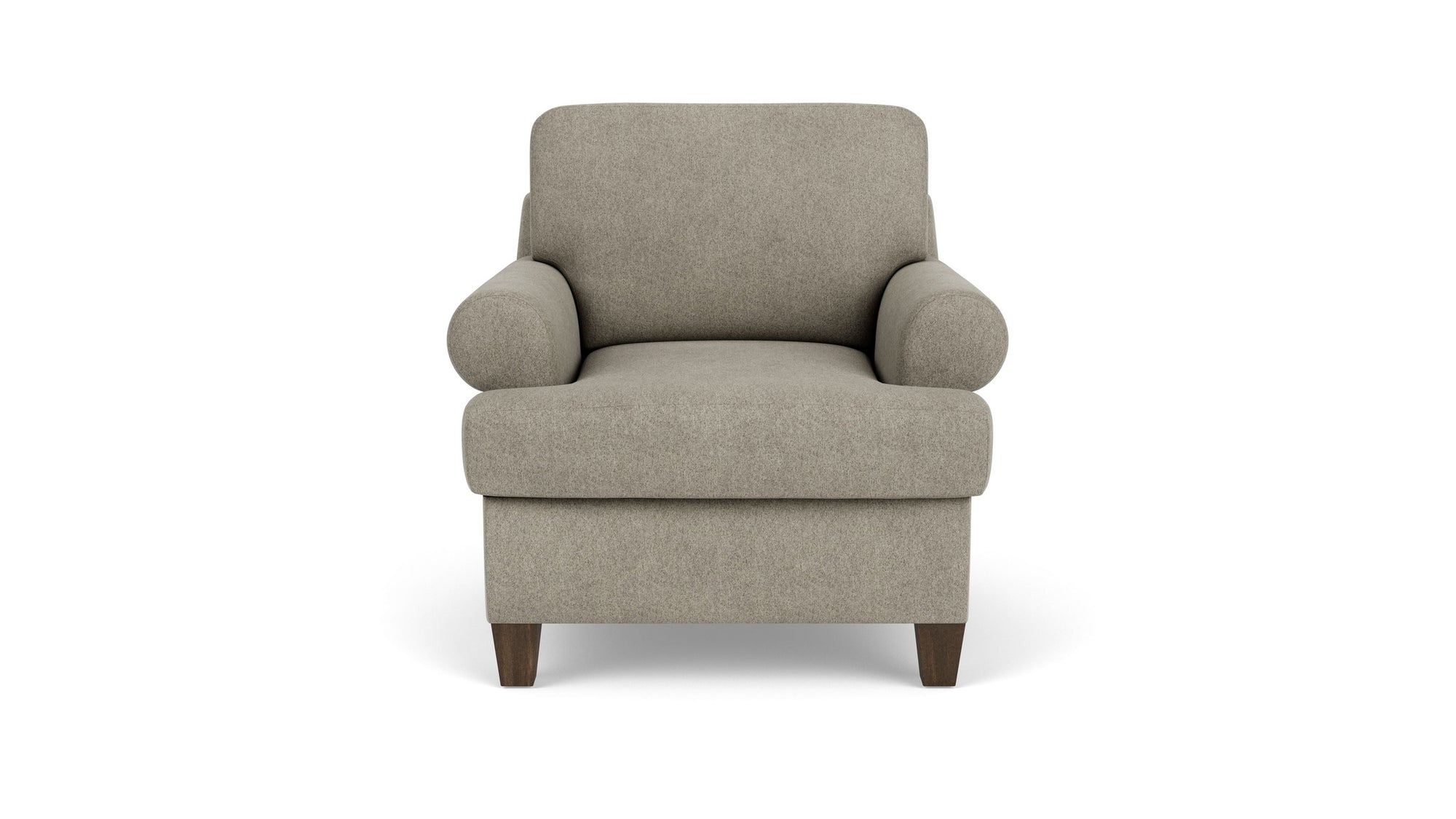 Moxy - Fabric Arm Chair, T-Shaped Seat Cushion, Curved Sock Arms
