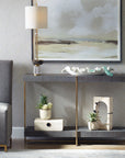 Taja - Modern Brass / Wood Console Table - Gold