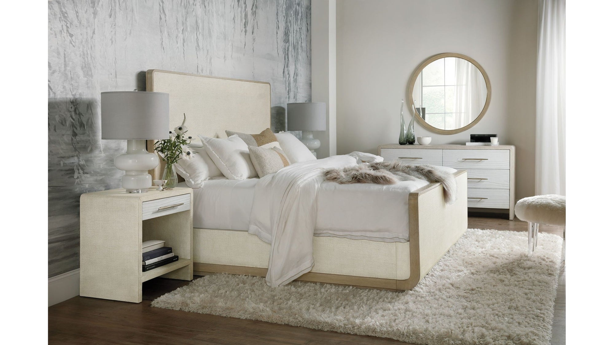 Cascade - Round Mirror - Light Brown