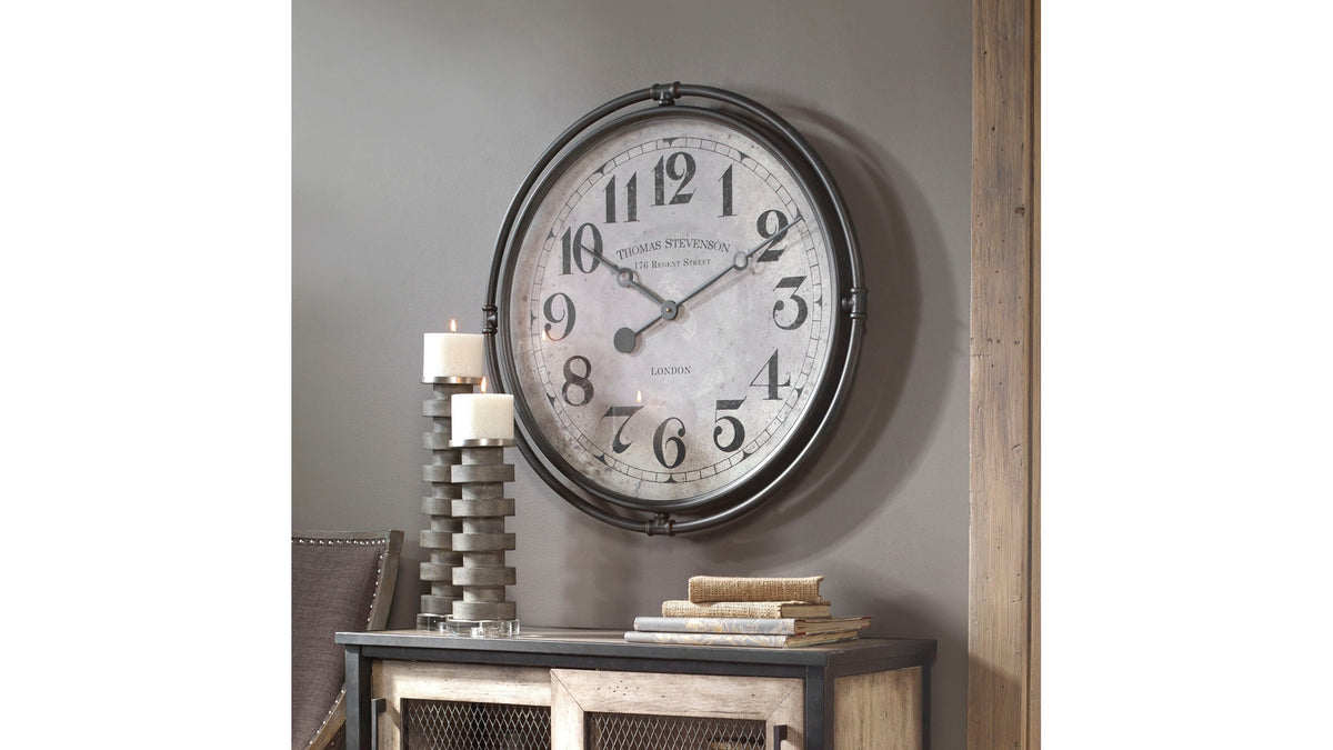 Nakul - Industrial Wall Clock - Silver