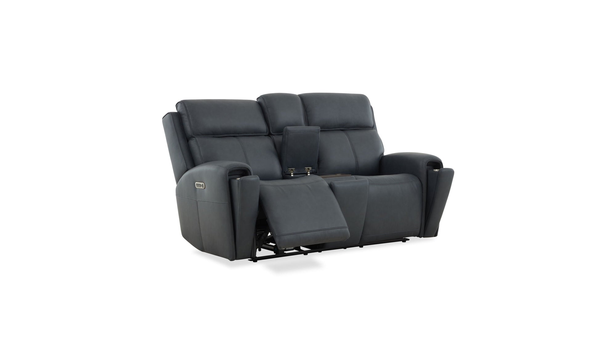Warren - Power Reclining Loveseat With Console, Power Headrest & Lumbar - Black
