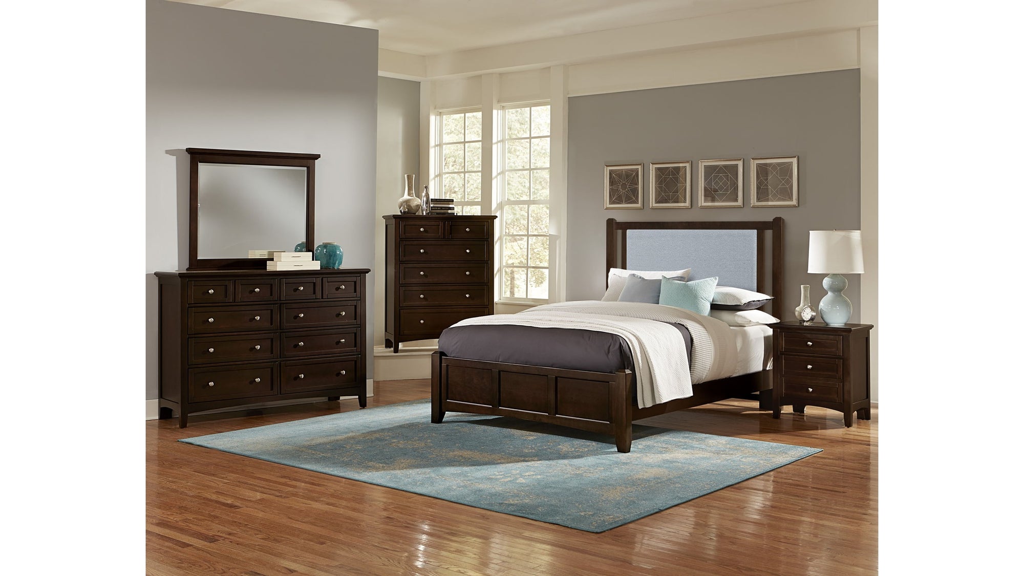 Bonanza - Ocean Blue Upholstered Bed With Mansion Footboard