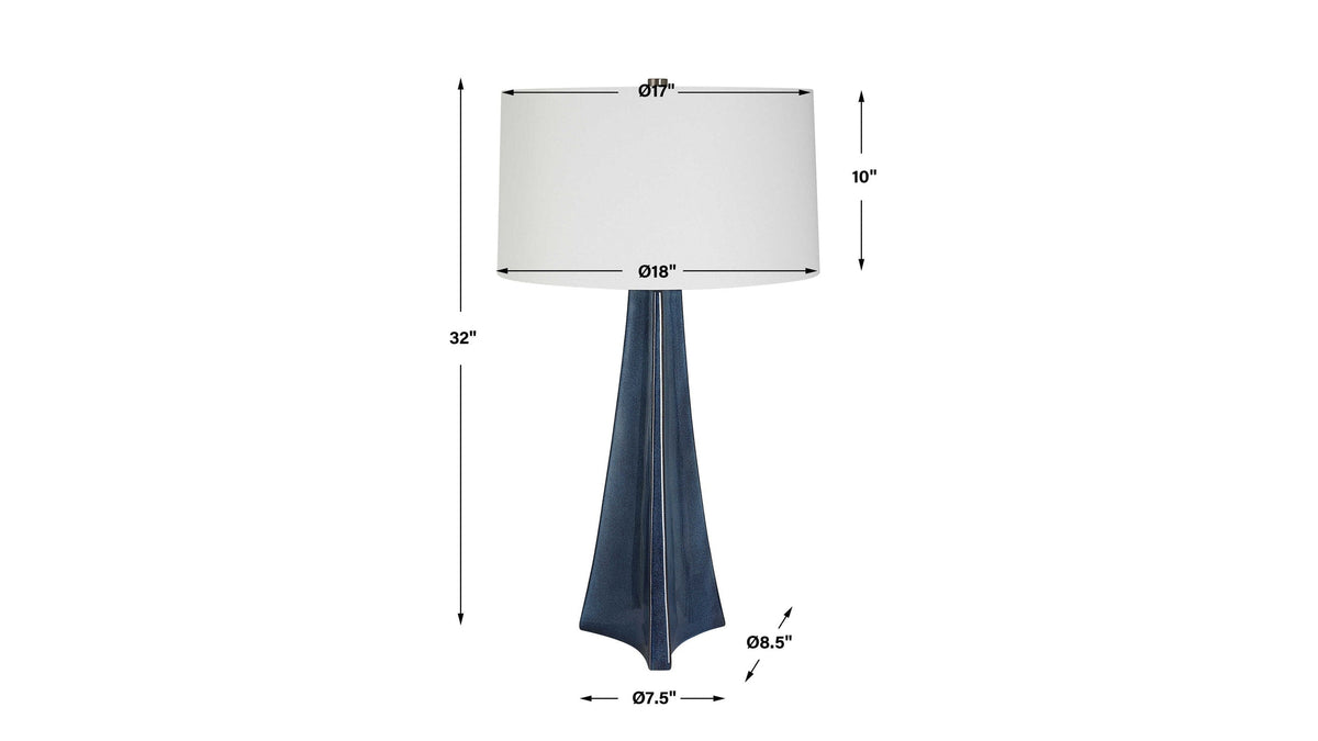Teramo - Scalloped Ceramic Table Lamp - Blue