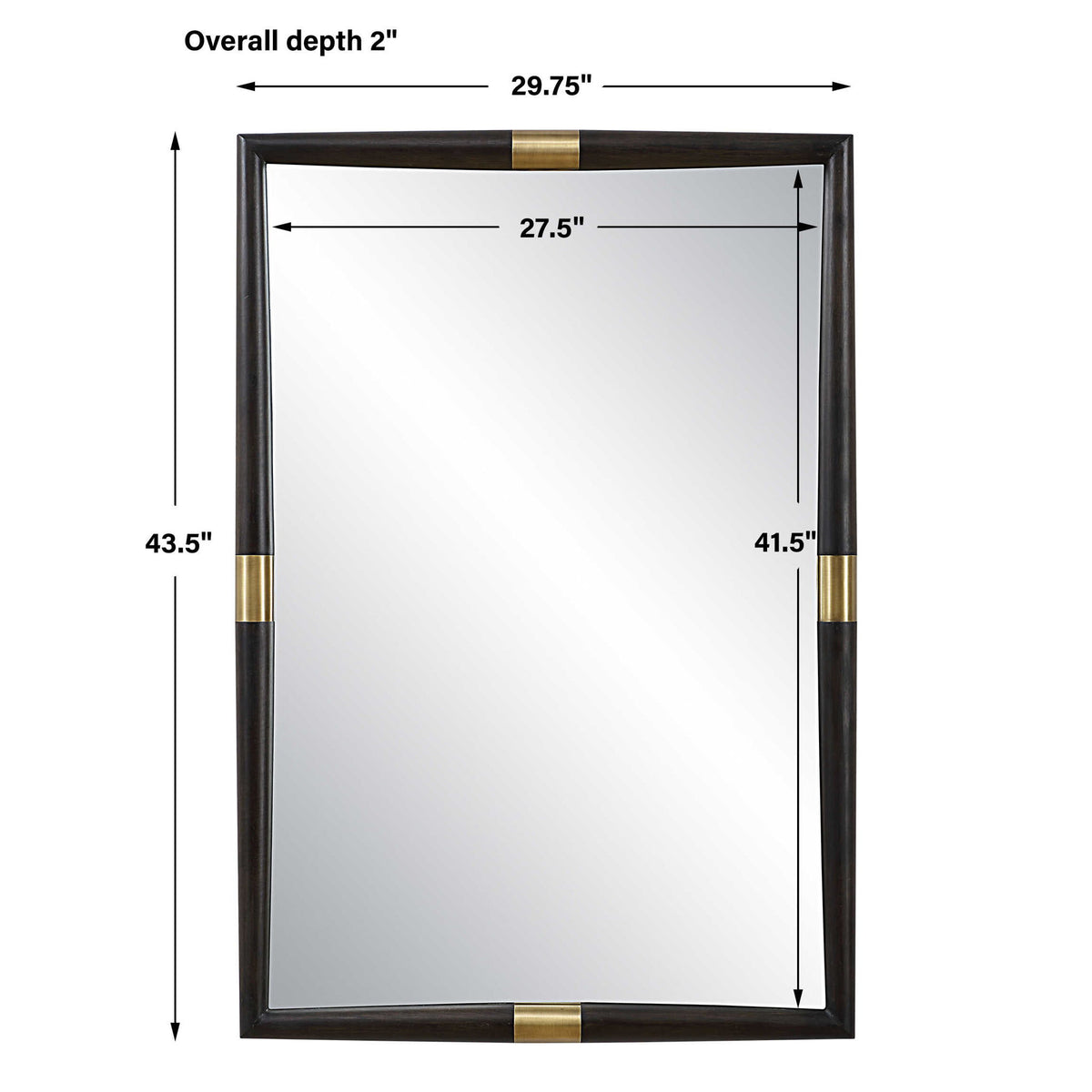 Larkin - Dark Wood &amp; Brass Mirror - Dark Brown
