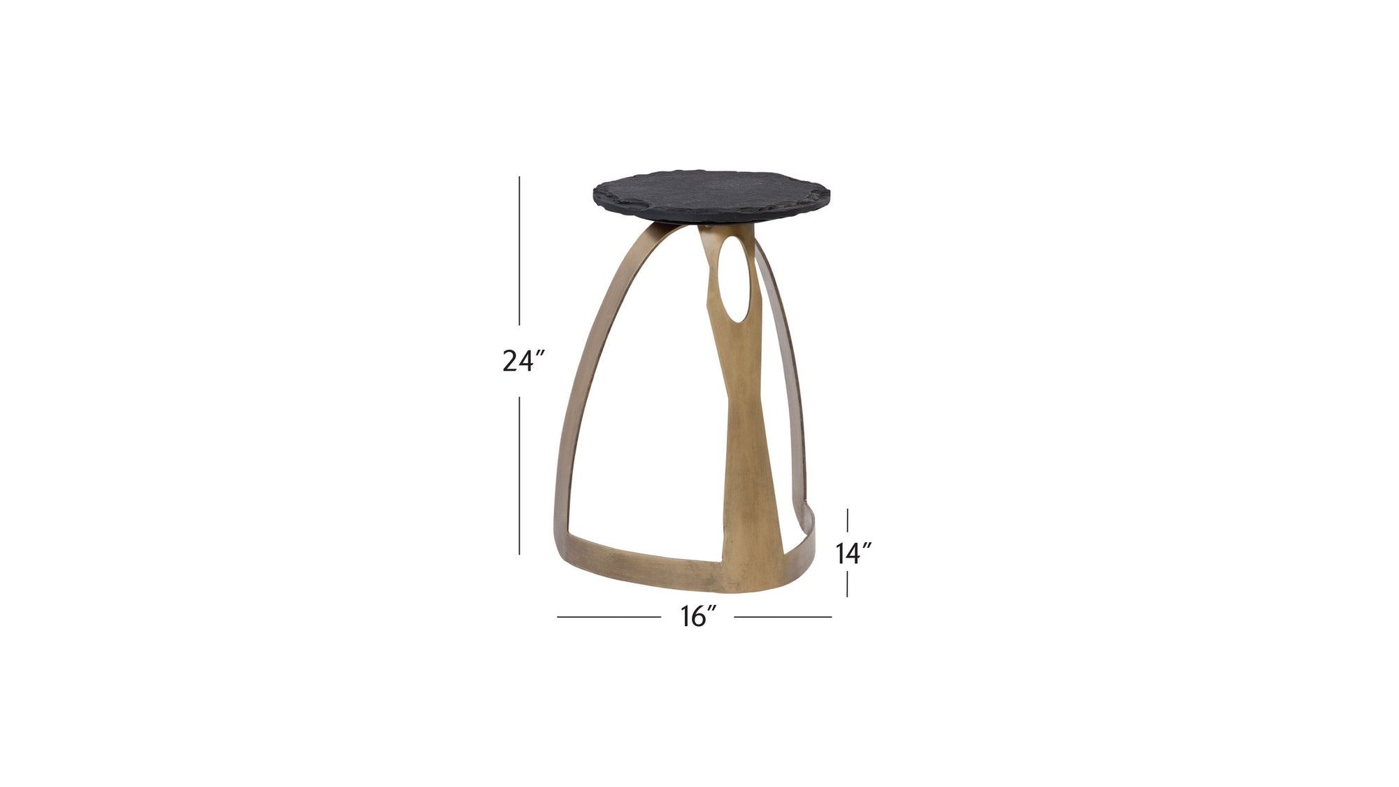 Vaughan - Accent Table - Antique Brass / Black Slate