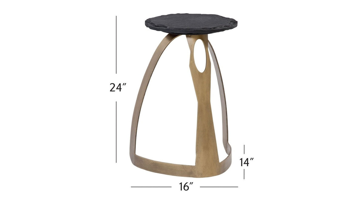 Vaughan - Accent Table - Antique Brass / Black Slate