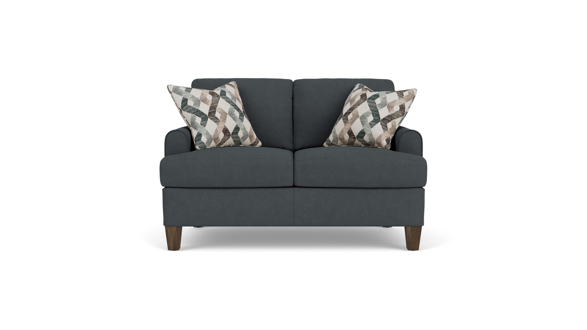 Moxy - Fabric Loveseat, T-Shaped Seat Cushion, Rounded Mailbox Arms
