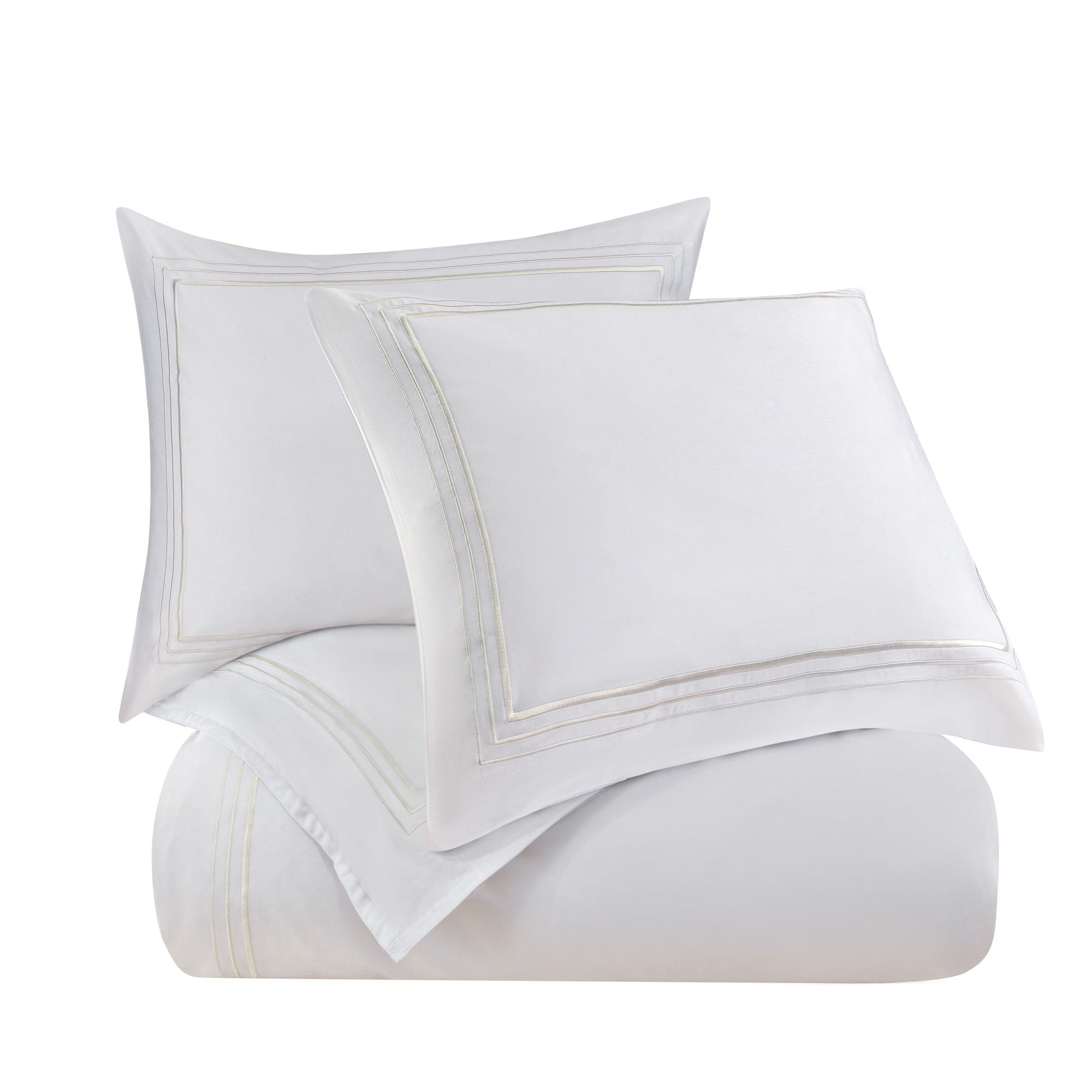 Border Embroidery - Queen Duvet Cover Set (Set of 3) - White