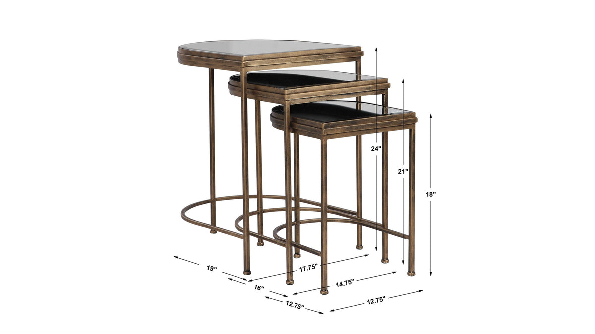 India - Nesting Tables (Set of 3) - Light Brown &amp; Black
