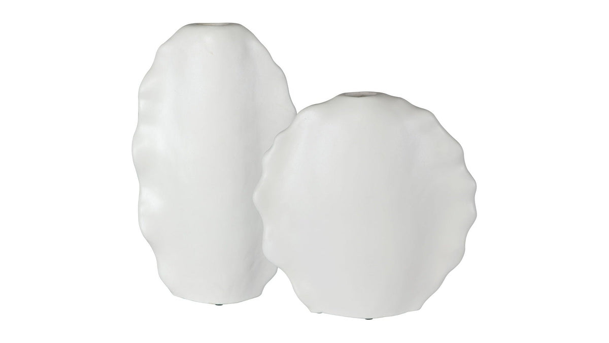 Ruffled Feathers - Modern Vases Set of 2 - White