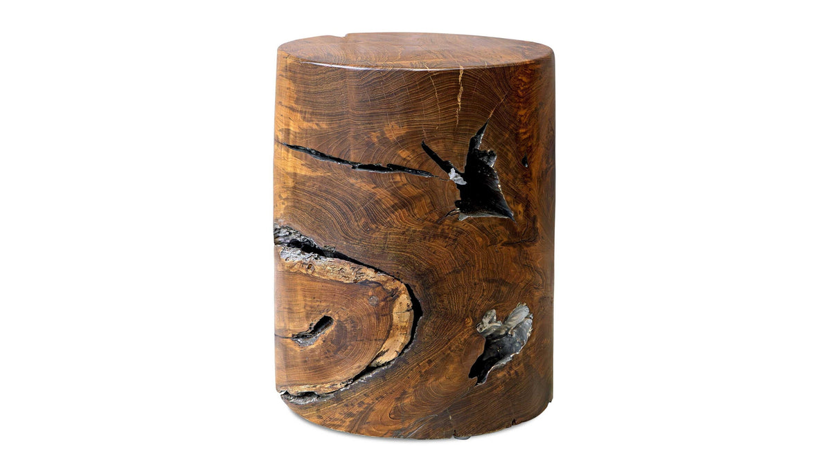 Rafe - Wooden Accent Stool - Silver / Woodtone