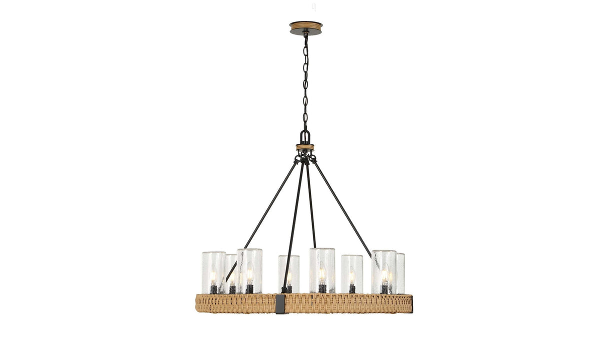 Palm Royal - 8 Light Indoor-Outdoor Chandelier - Black / Light Brown