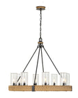 Palm Royal - 8 Light Indoor-Outdoor Chandelier - Black / Light Brown