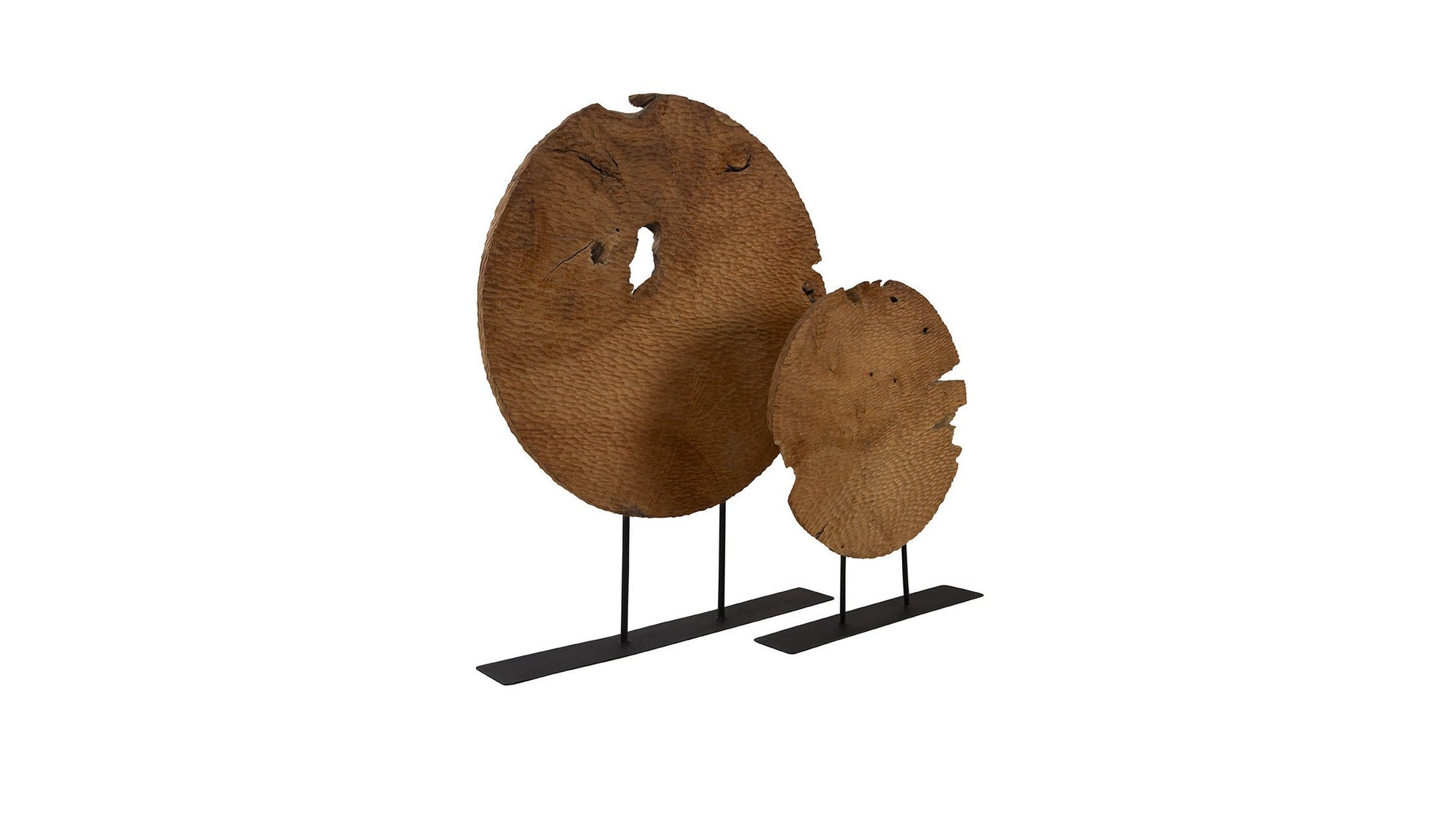 Teak Sculpture Set Set of 2 - Dark Brown