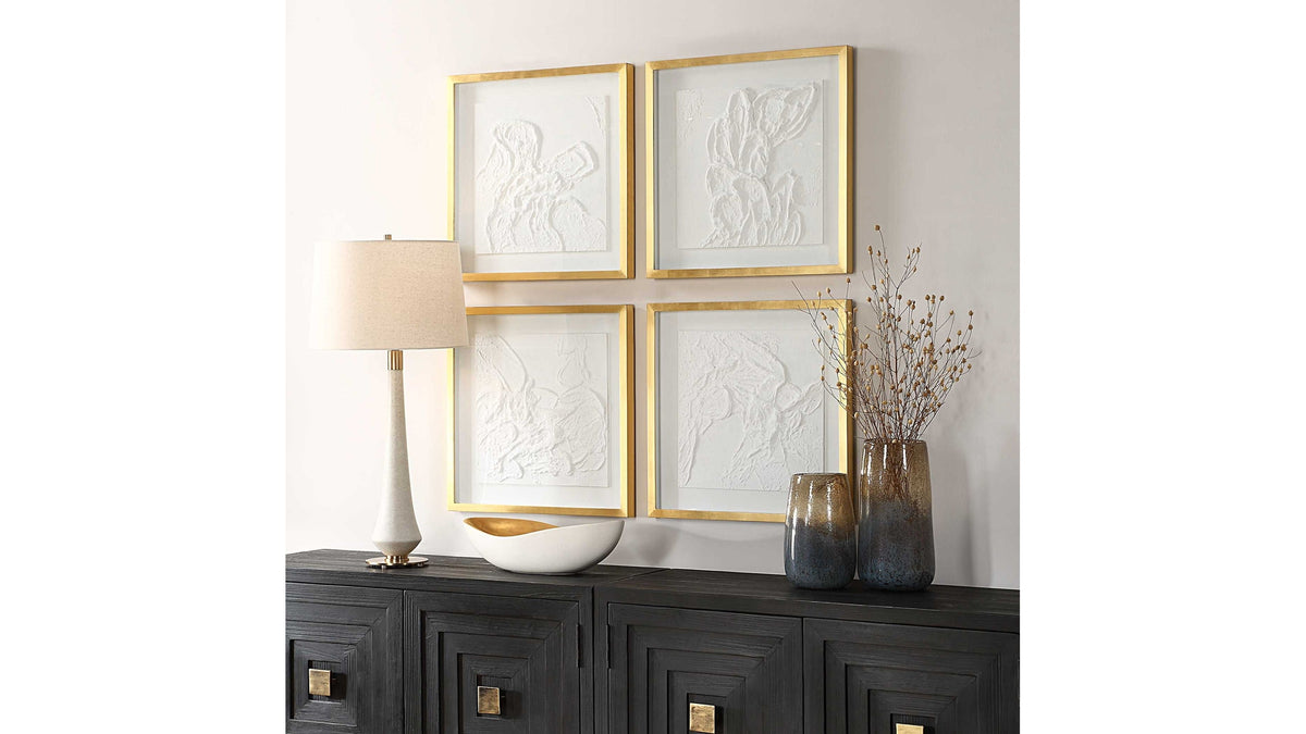 Fourfold - Framed Prints Set of 4 - Gold