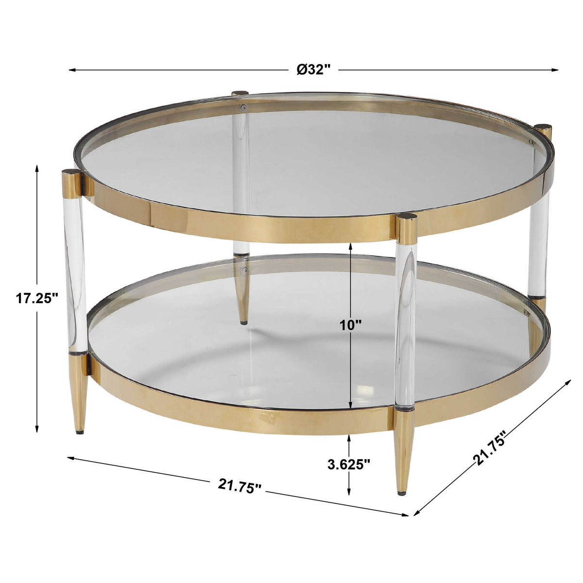 Kellen - Glass Coffee Table - Gold