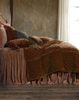 Stella - King Faux Silk Velvet Pintuck Quilt Set (Set of 3) - Copper Brown