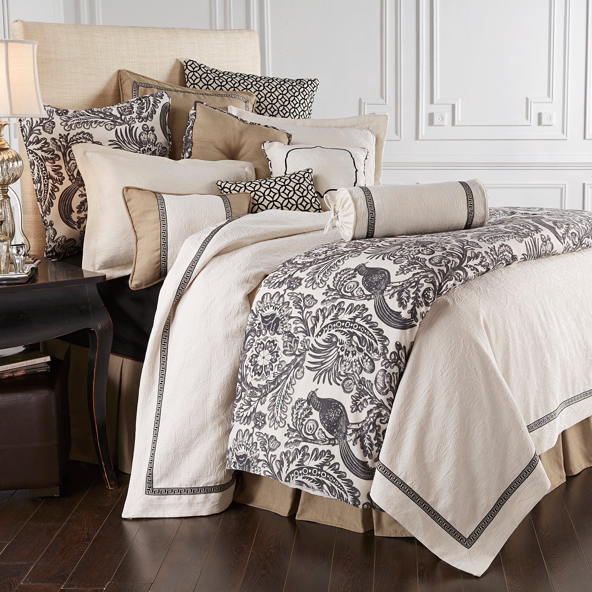 Augusta Toile - King Duvet Cover - White / Black