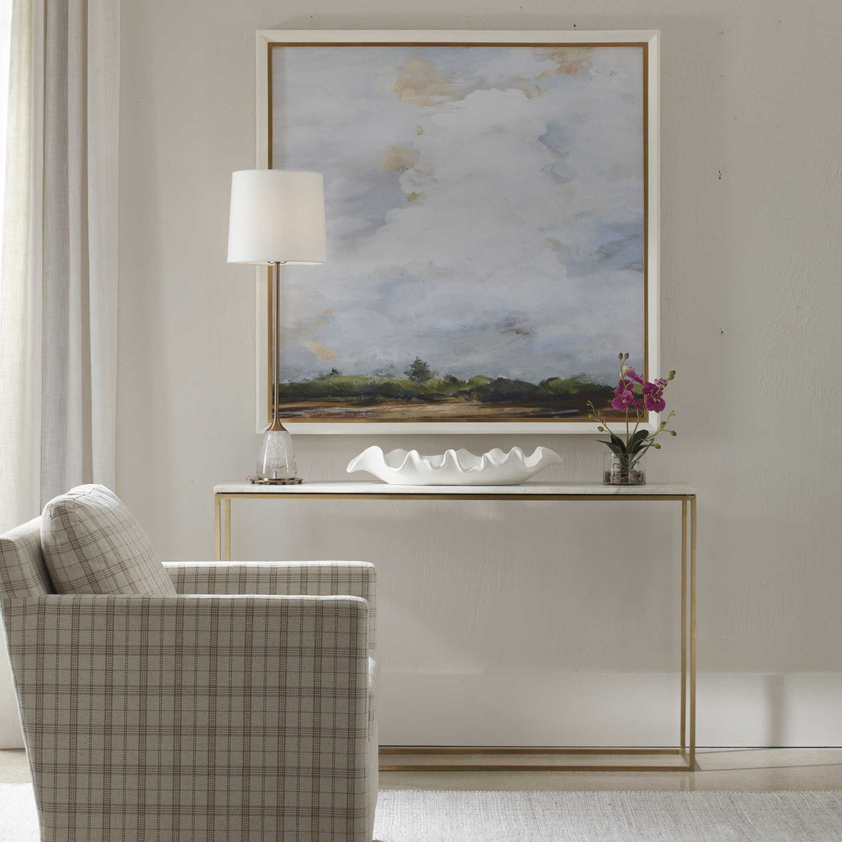 Redmond - Sofa Counter Table - Gold / White