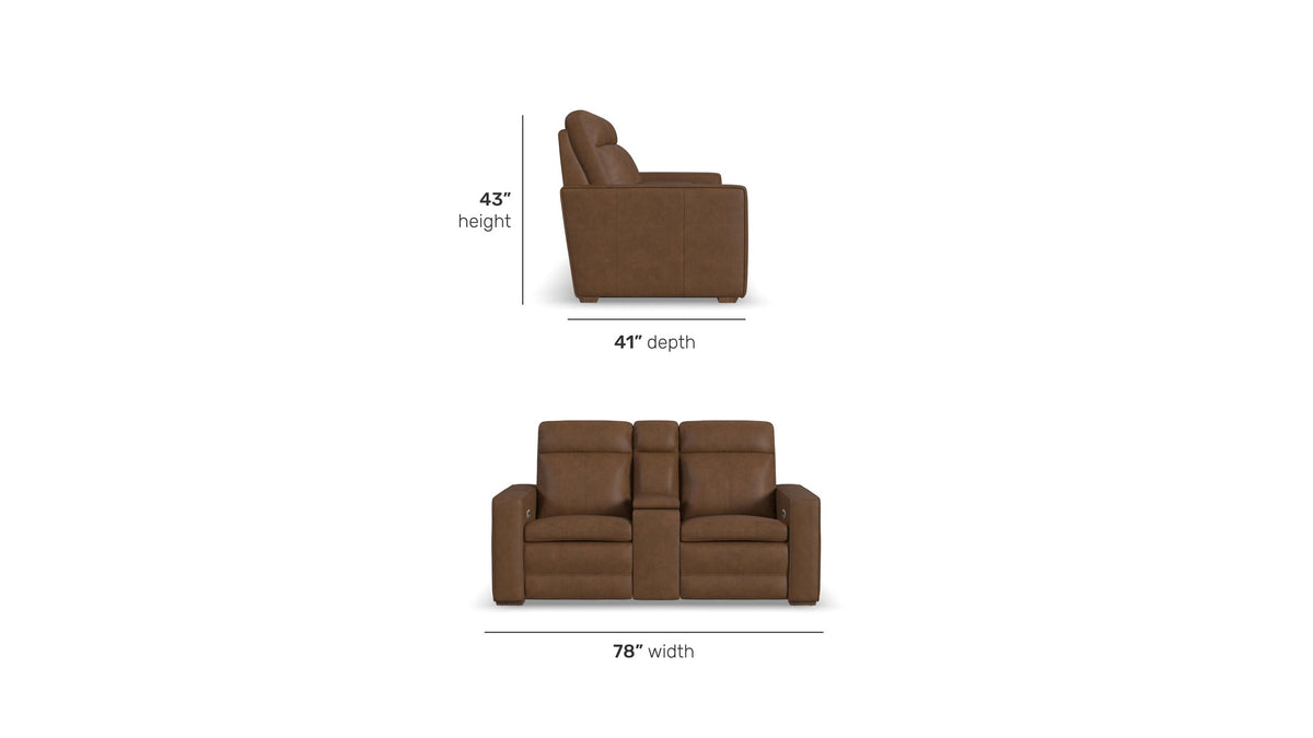 Dutch - Power Reclining Loveseat With Console, Power Headrest &amp; Lumbar