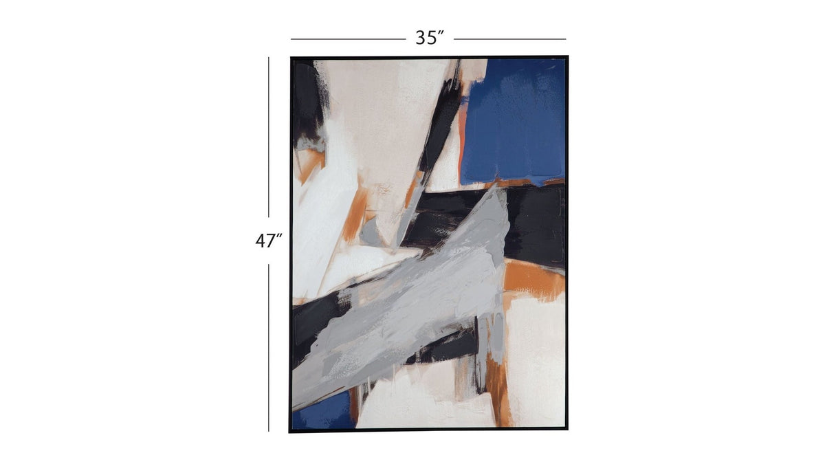 Denisa I Framed Canvas - Beige / Blue