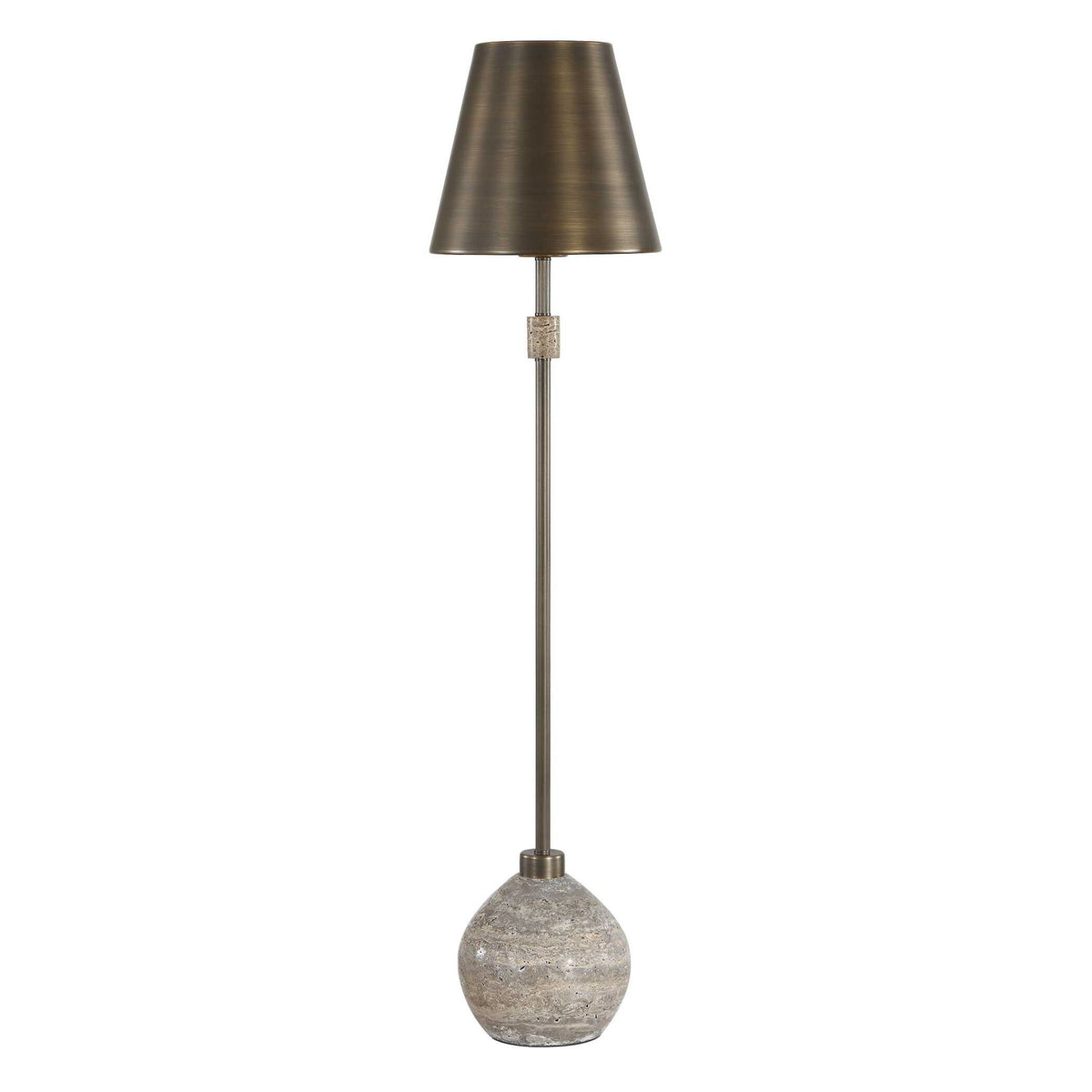 Jaycee - Dark Travertine Buffet Lamp - Brass / Gold / Gray
