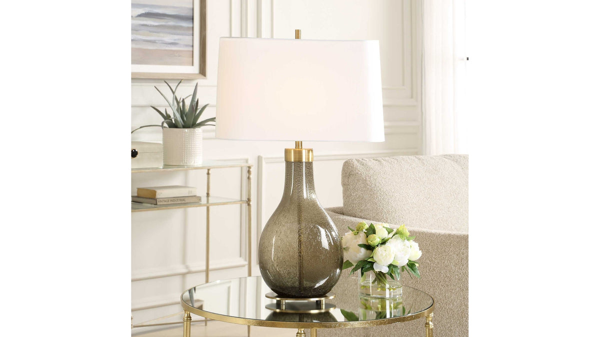 Shyla - Dark Glass Table Lamp - White