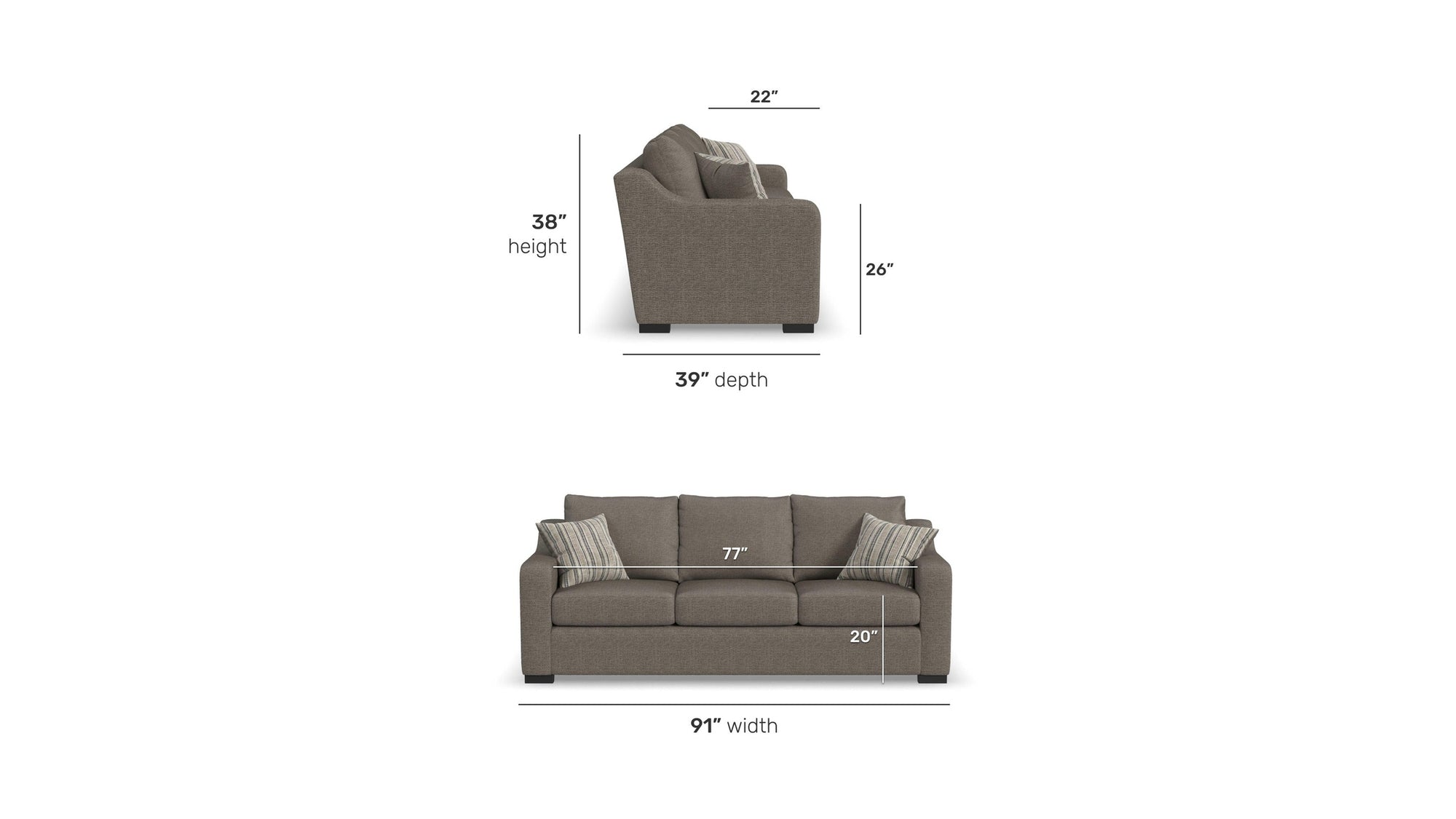 Cypress - Fabric Stationary Three-Cushion Sofa