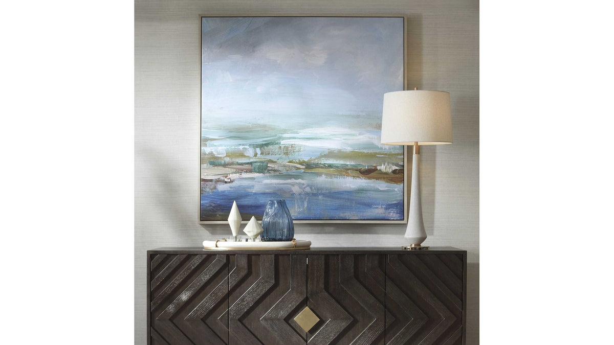 Lush Valley - Framed Canvas - Light Blue