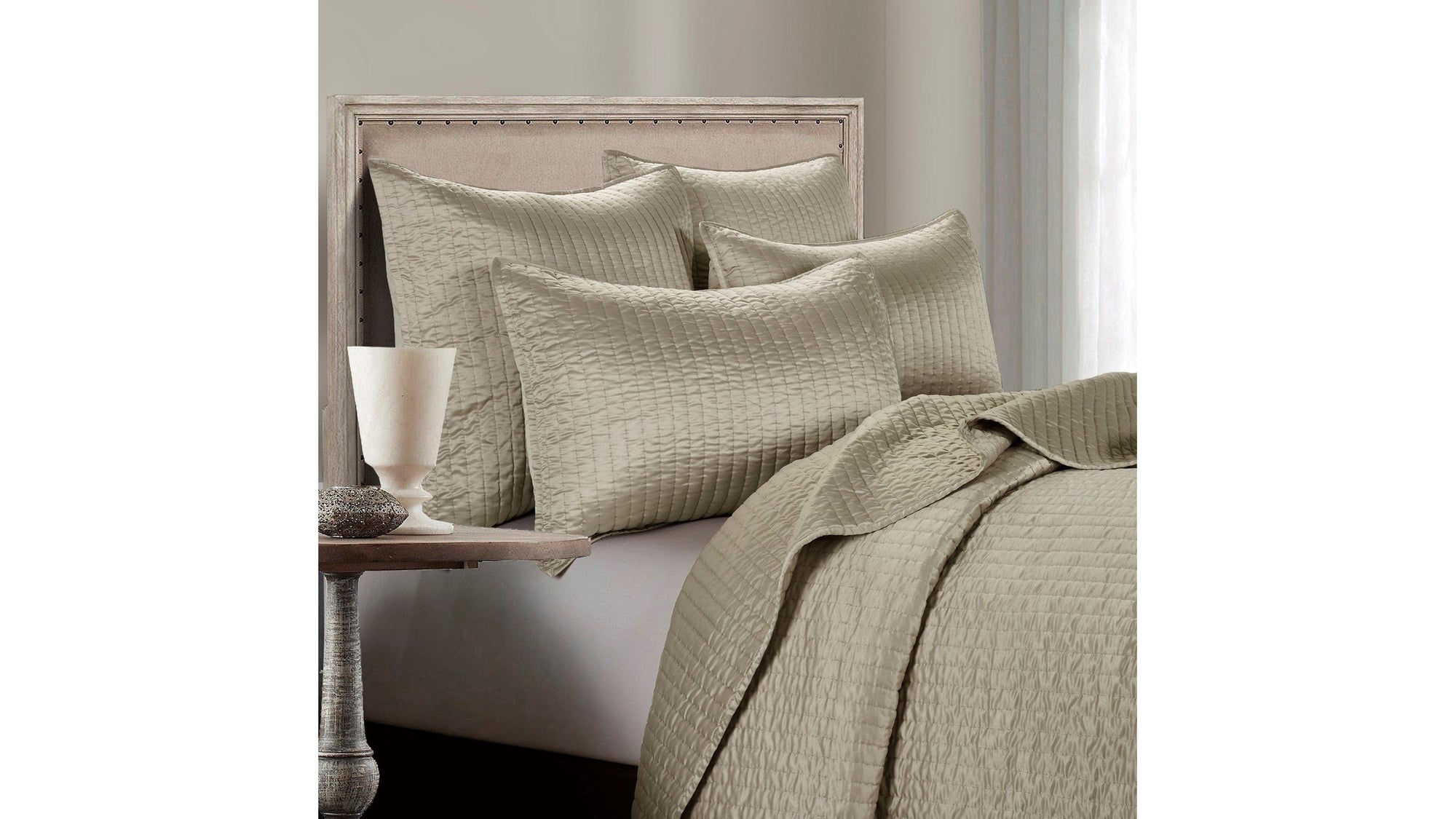 Satin Channel - Full/Queen Quilt Set Set of 3 - Taupe