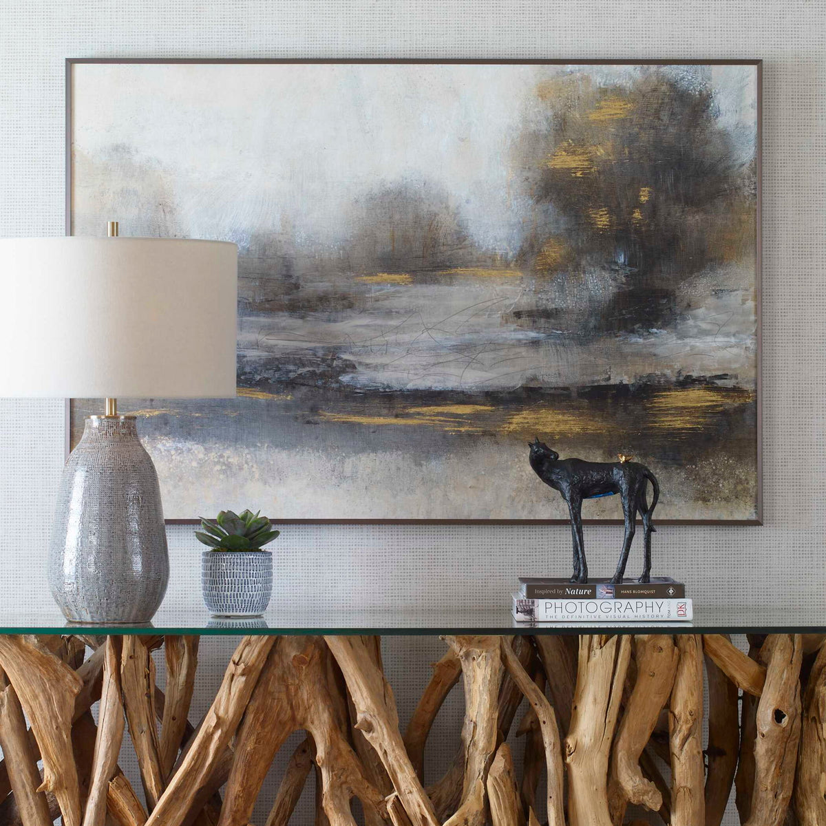 Gilt - Misty Landscape Framed Print - Silver