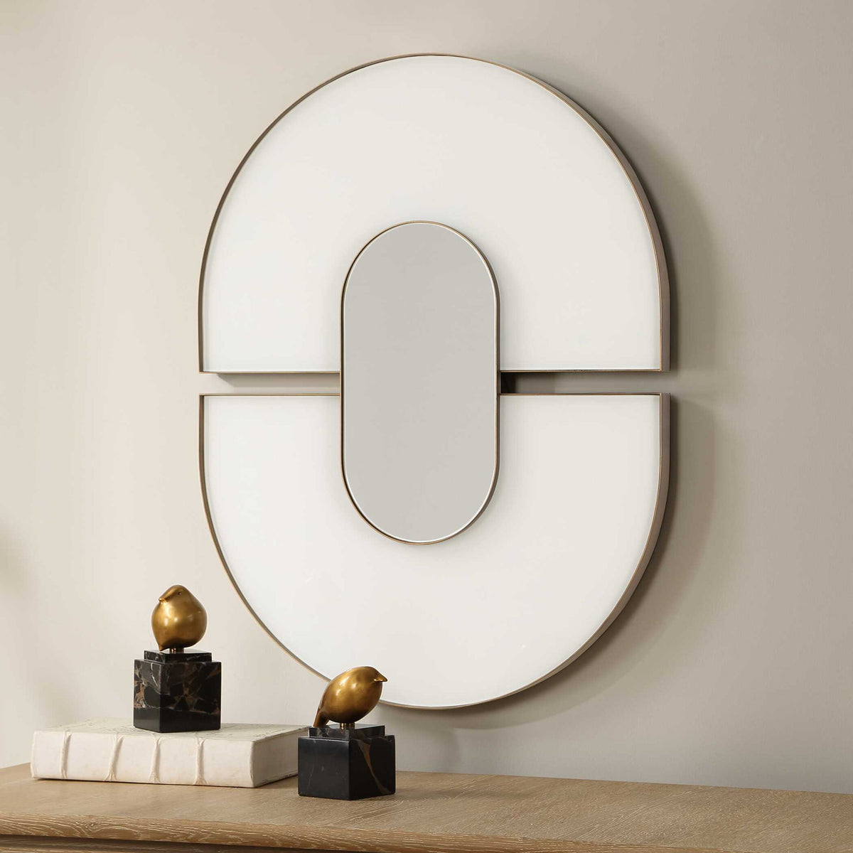 Encase - Modern Oval Mirror - White