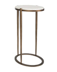Mercier - Round Marble Accent Table - Brass / White