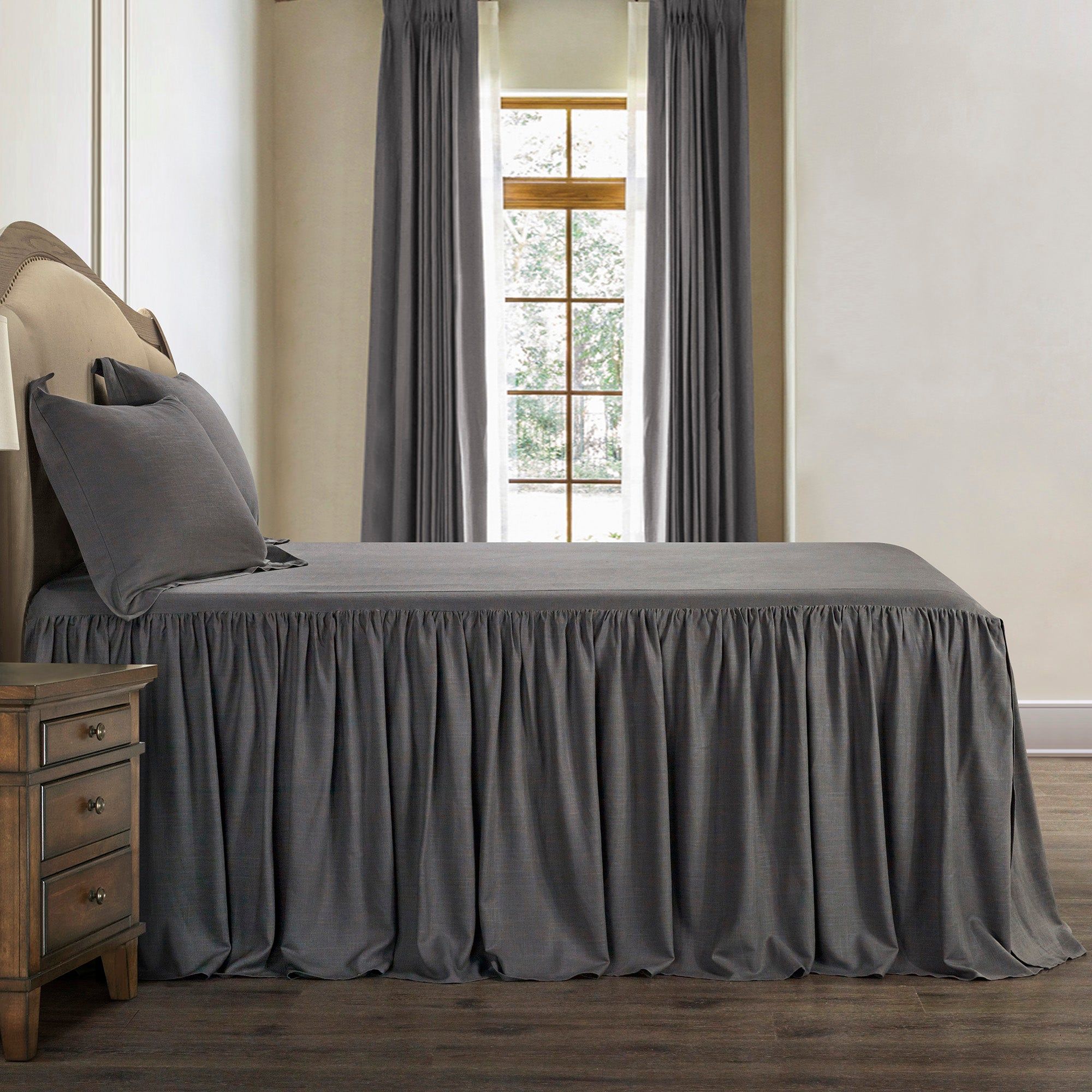 Luna - Full Washed Linen Bedspread Set (Set of 3) - Slate
