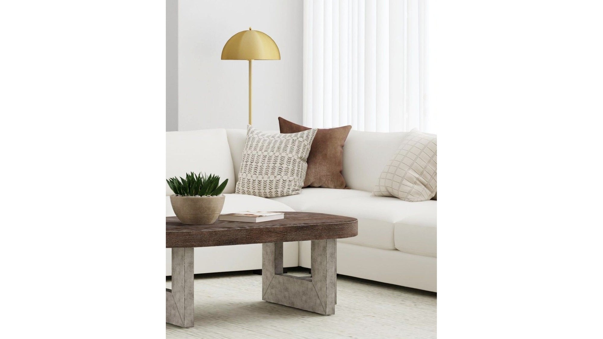 Loraine - Floor Lamp - White / Brass