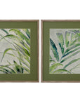 Green Palm Framed Print Set of 2 - Green / Light Brown