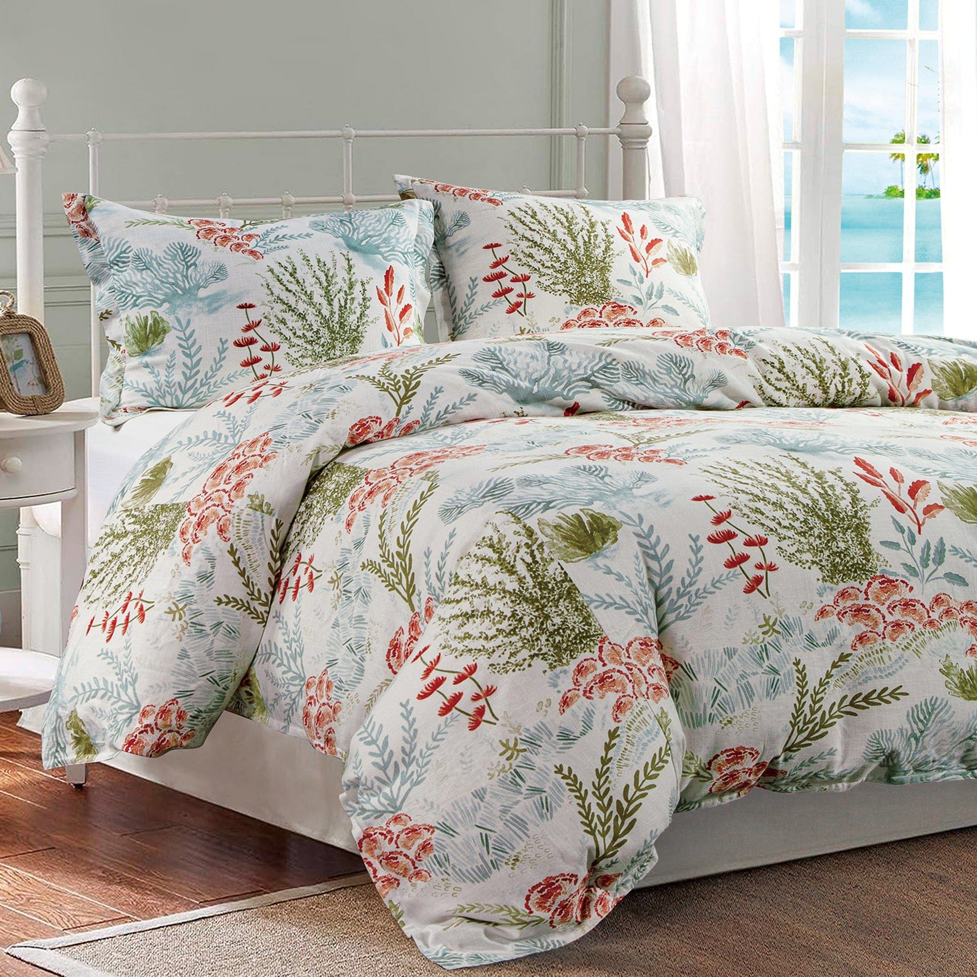 Oceania - King Duvet Cover Set (Set of 3) - Coral
