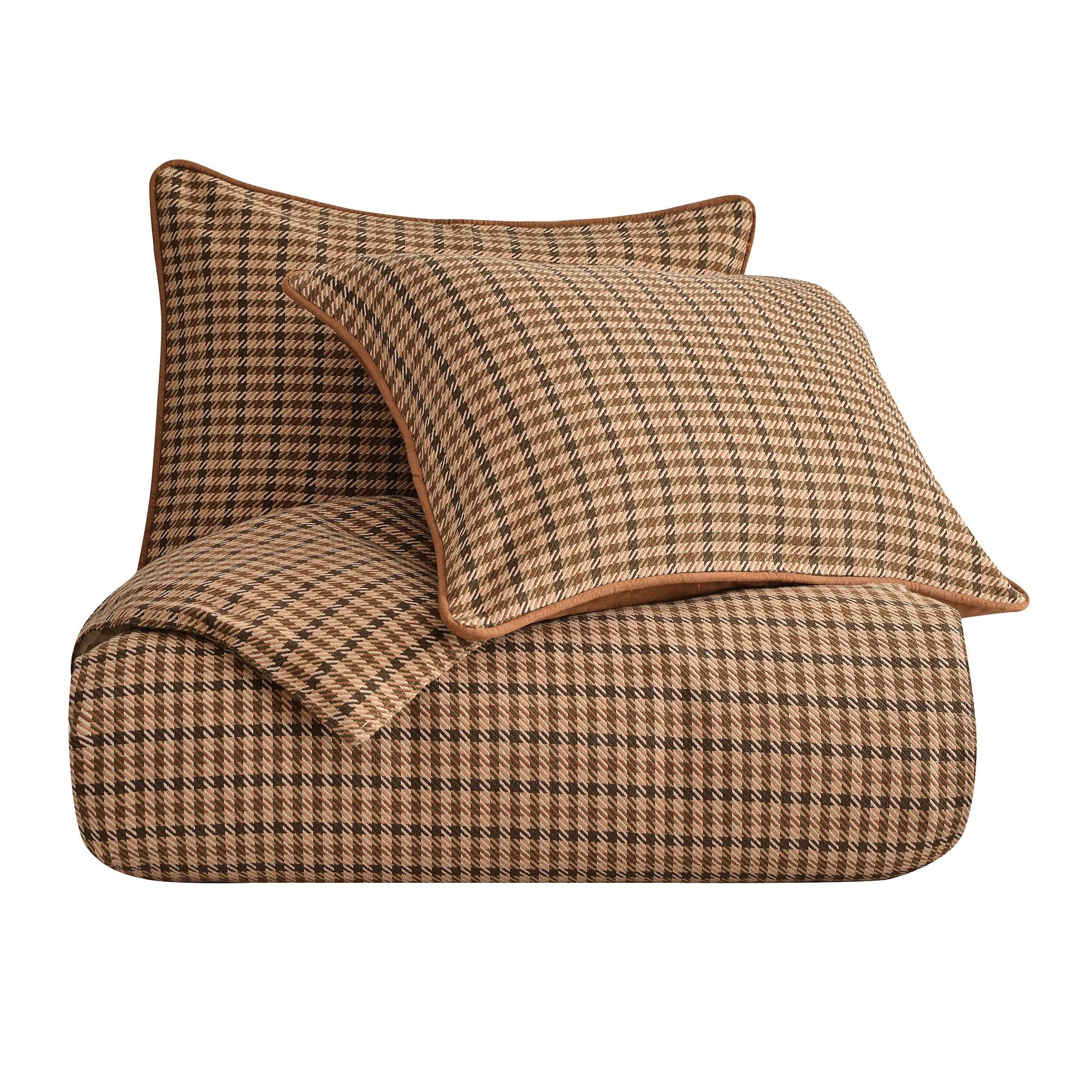 Clifton - King Comforter Set (Set of 3) - Brown / Green / Cream