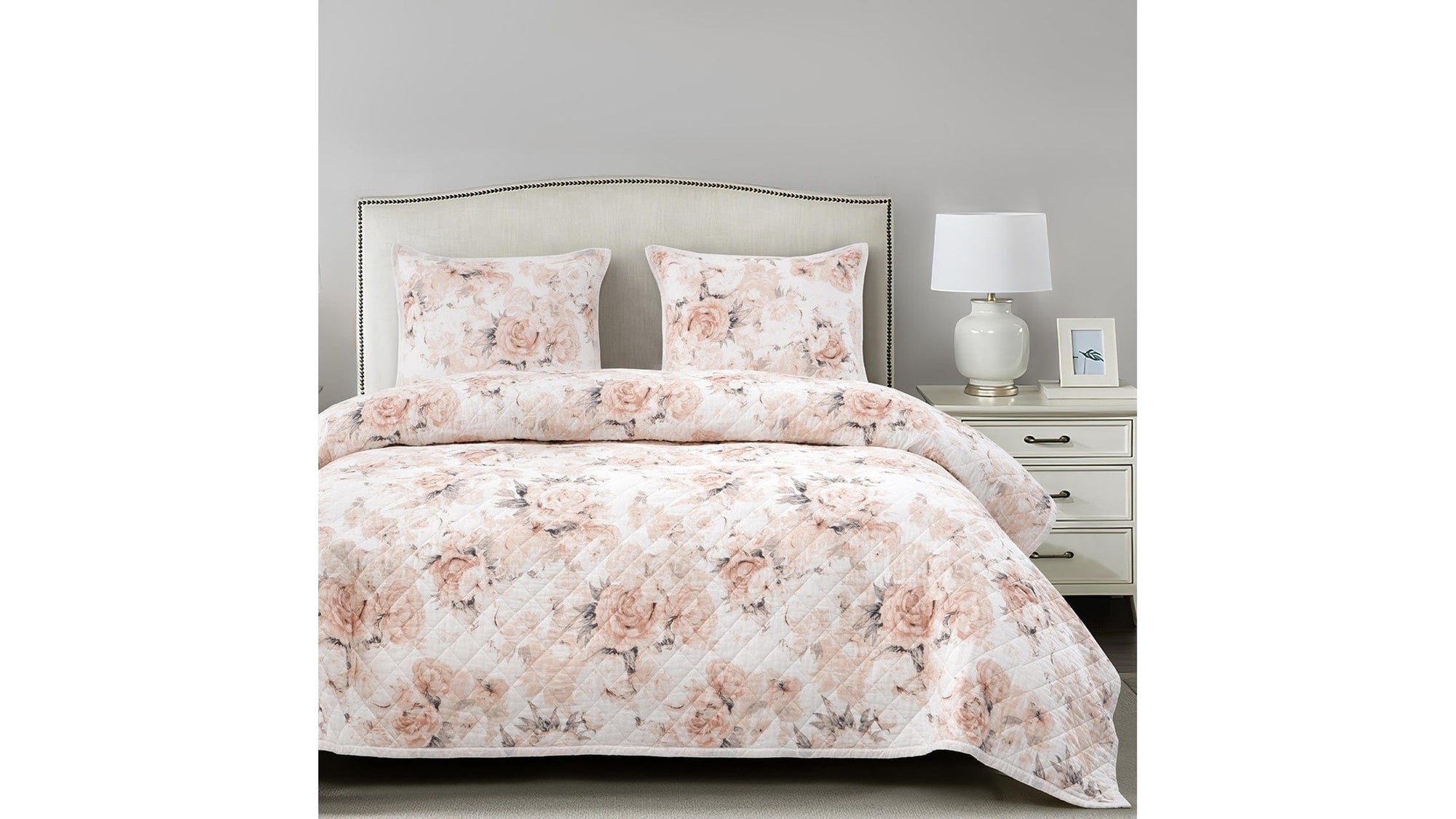 Colette - King Reversible Quilt Set Set of 3 - Blush