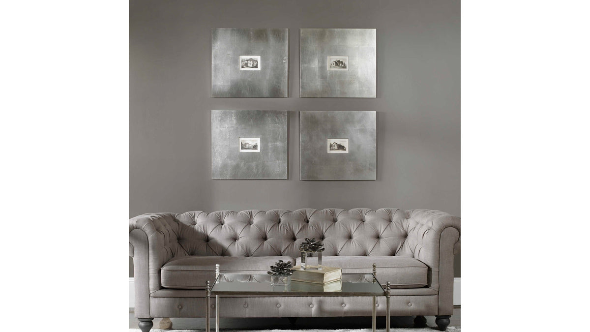 Historical Buildings - Framed Art Set of 4 - Silver