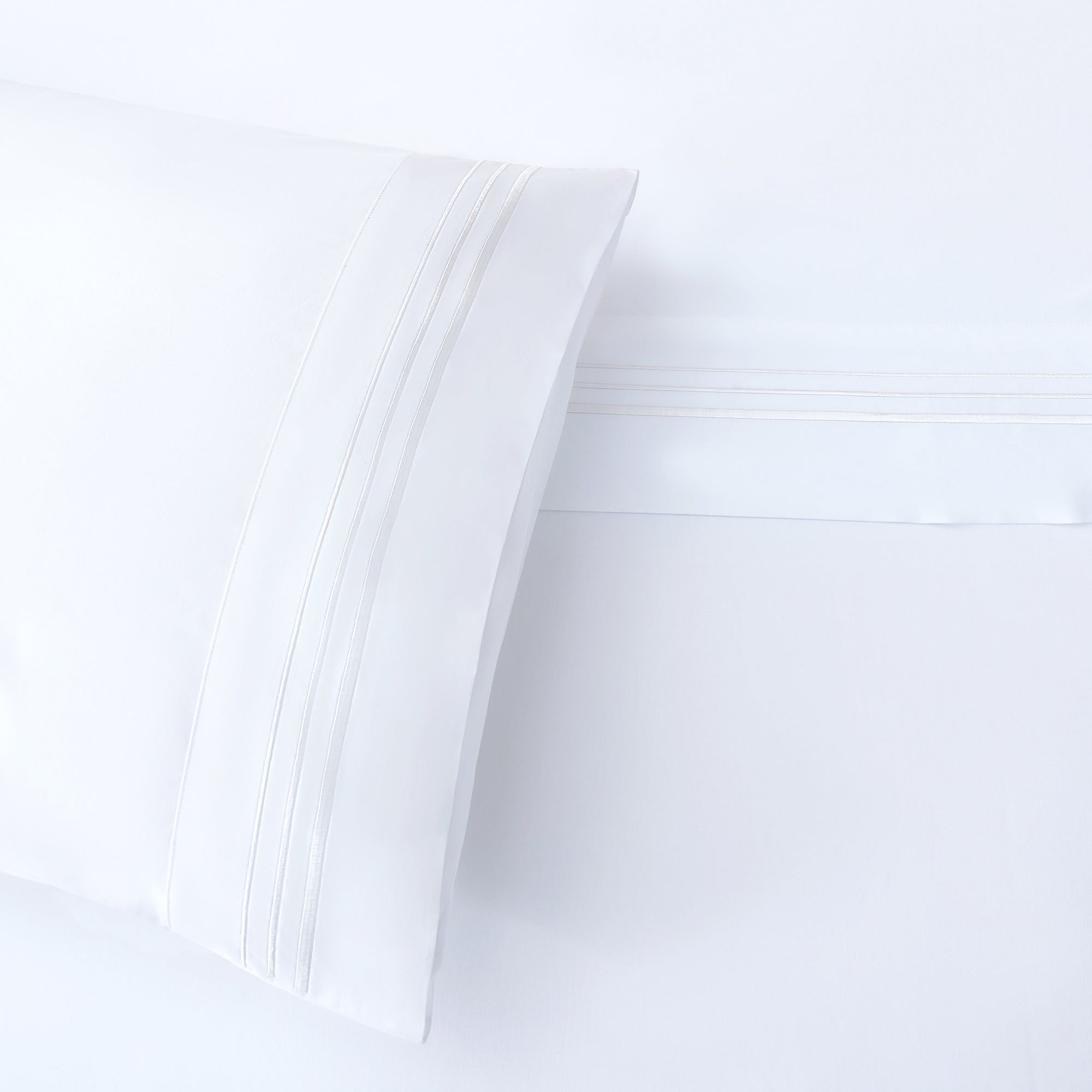 Border Embroidery - Twin Sheet Set (Set of 3) - White