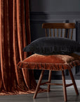 Stella - Faux Silk Velvet Curtain - Copper Brown