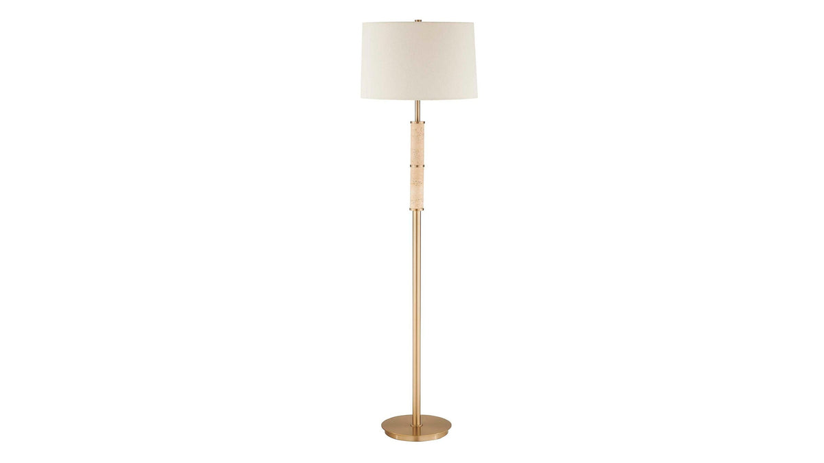 Verlaine - Travertine Floor Lamp - Brass,Gold